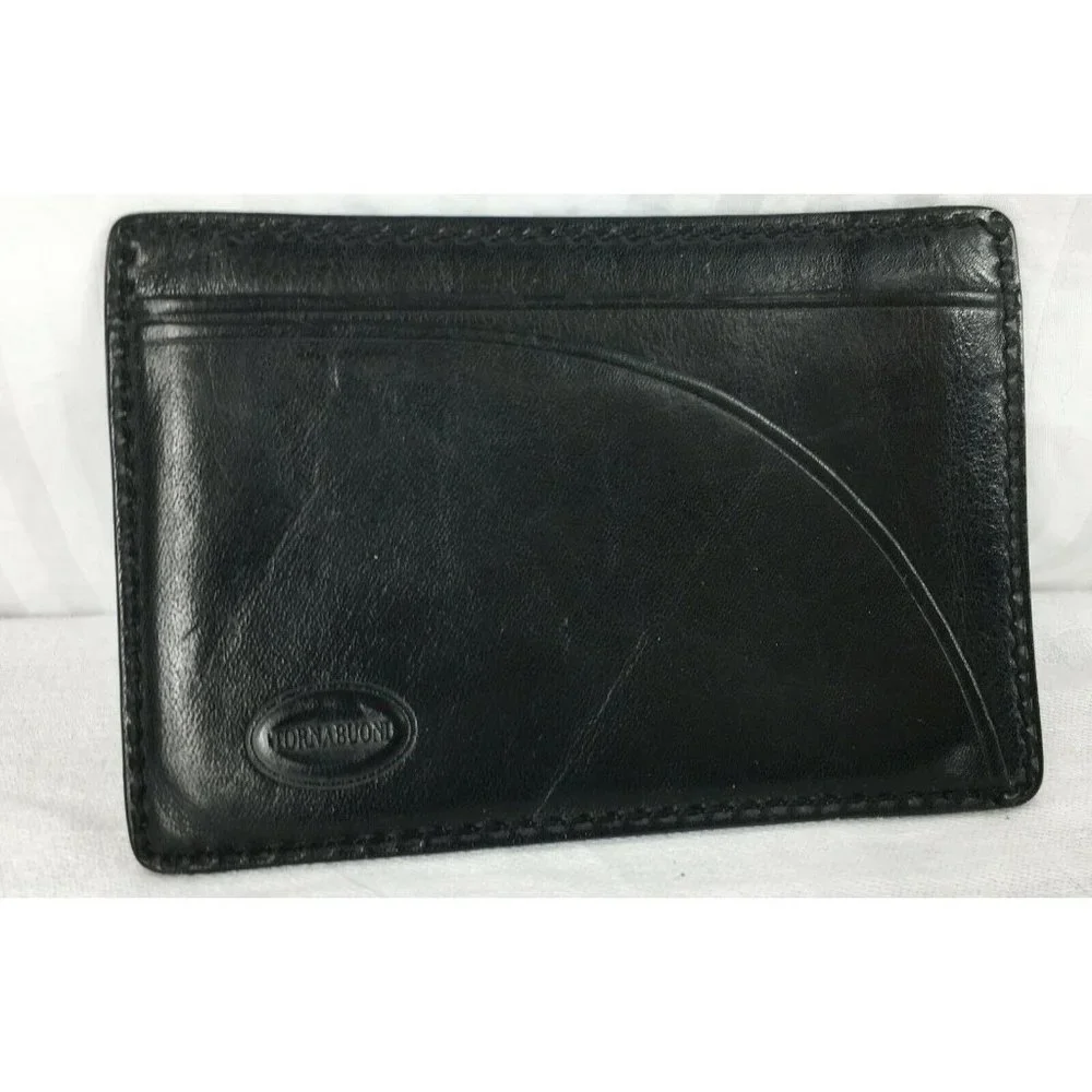 Tornabuoni Italy Slim Flat Wallet & Credit Card Holder Black